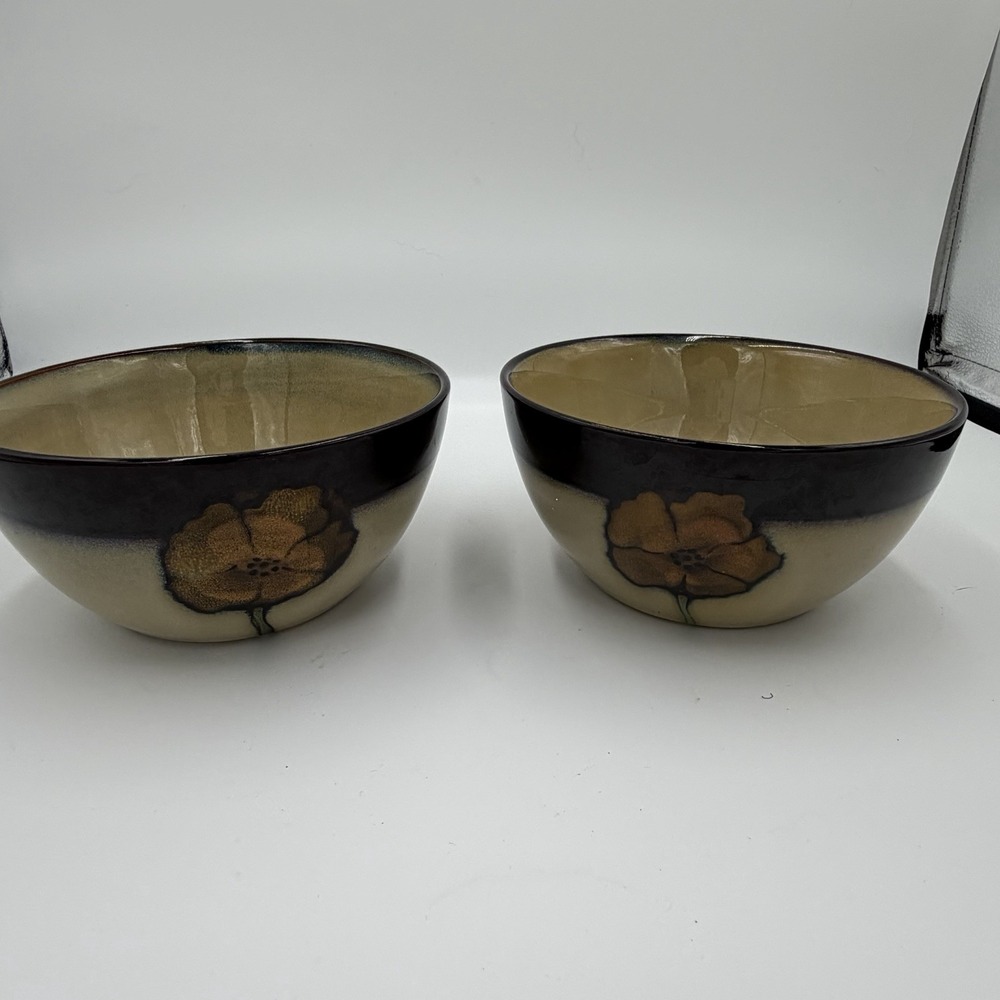 Pfaltzgraff 'Everyday' Set of 2 "Painted Poppies" Cereal/Soup Bowls